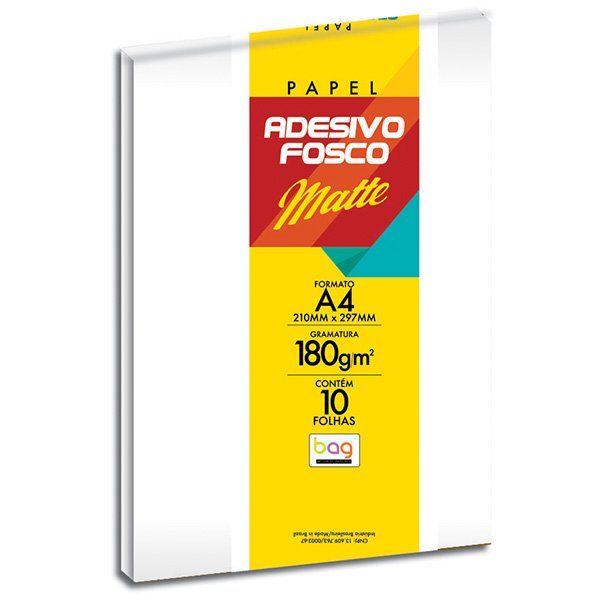  Papel Adesivo Fosco 190g  210x297  50 Folha - BAG