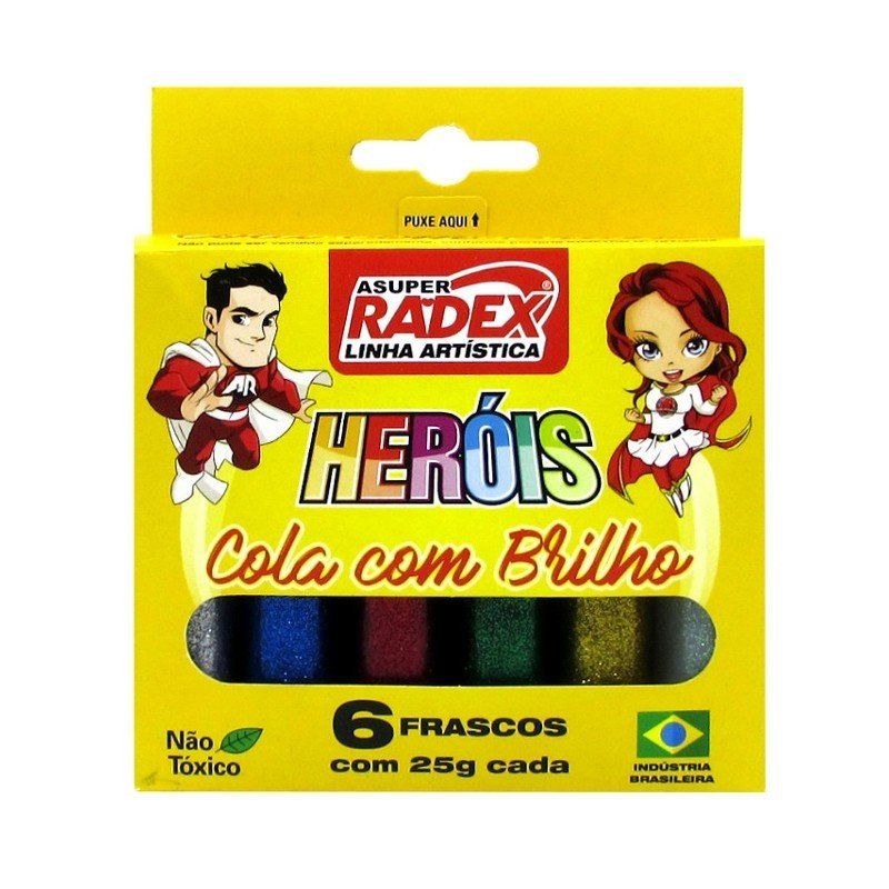 Cola c/ Glitter Heróis  c/06 - Radex 