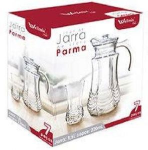 Conjunto  Jarra de vidro  +06 Copos   Parma 07 peças   - Wellmix 