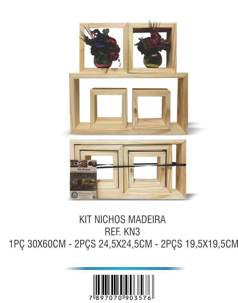 Nichos Kit 3 c/ 5 Peças Madeira - Santa Rosa