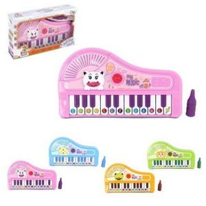 Teclado Piano Musical Infantil Bichinhos Sortidos Colors Com Pe + Luz A Pilha Na Caixa Wellkids- Wellmix 