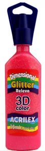 Tinta Dimensional Glitter Relevo 3D 35ml Rosa Primavera - Acrilex